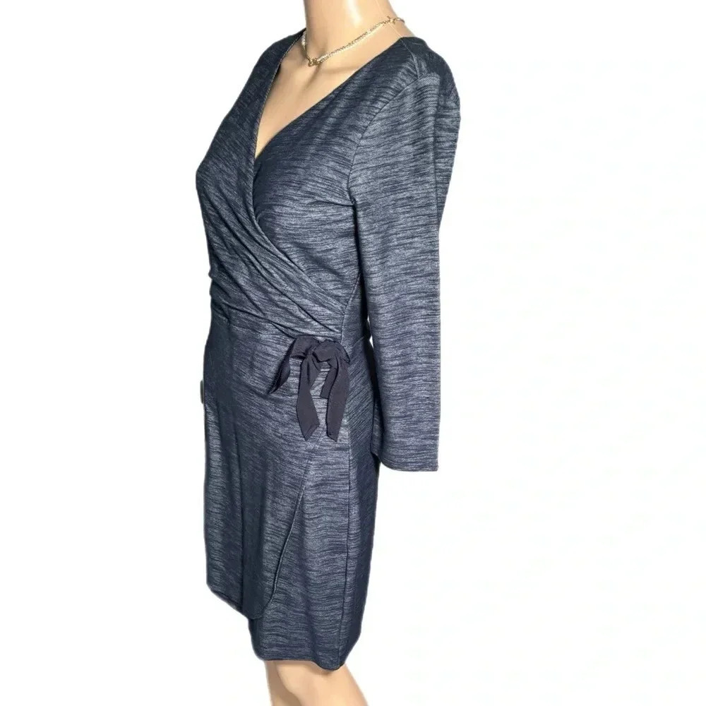 THE LIMITED Faux Wrap Dress Classic Navy Women’s XS V Neck 3/4 Sleeve - Picture 4 of 10